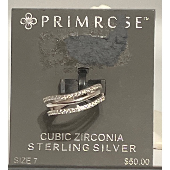 NWT Primrose Sterling Silver Cubic Zirconia Multi-Row Ring Size 7 - Picture 1 of 3